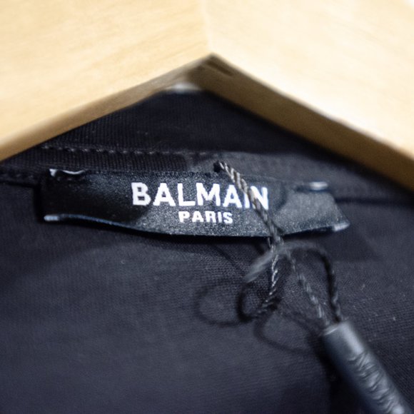 Balmain Paris T Shirt - Silver Print on Black - Picture 9 of 12